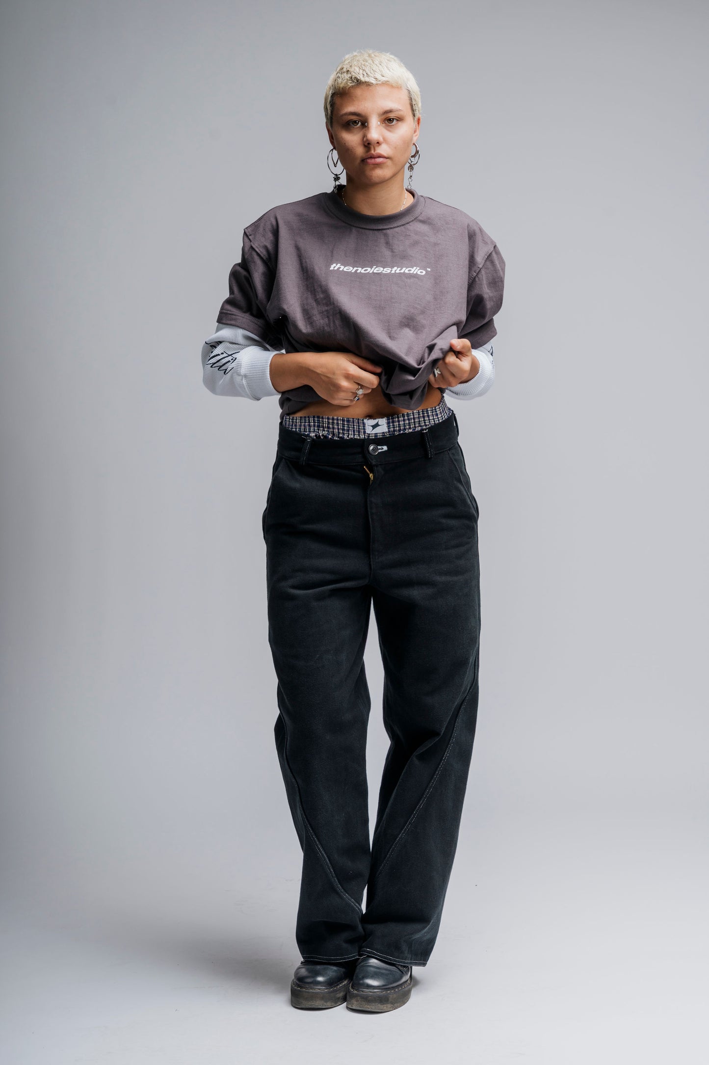 Twist Pants in Black Denim by The Noie Studio