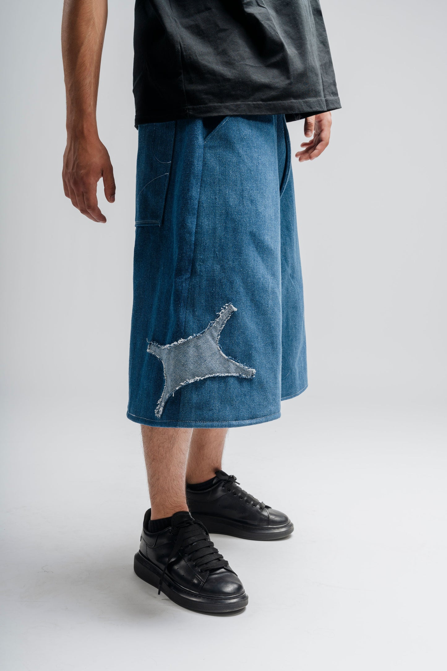 Baggy short in Blue Denim Custom made by Noie Studio