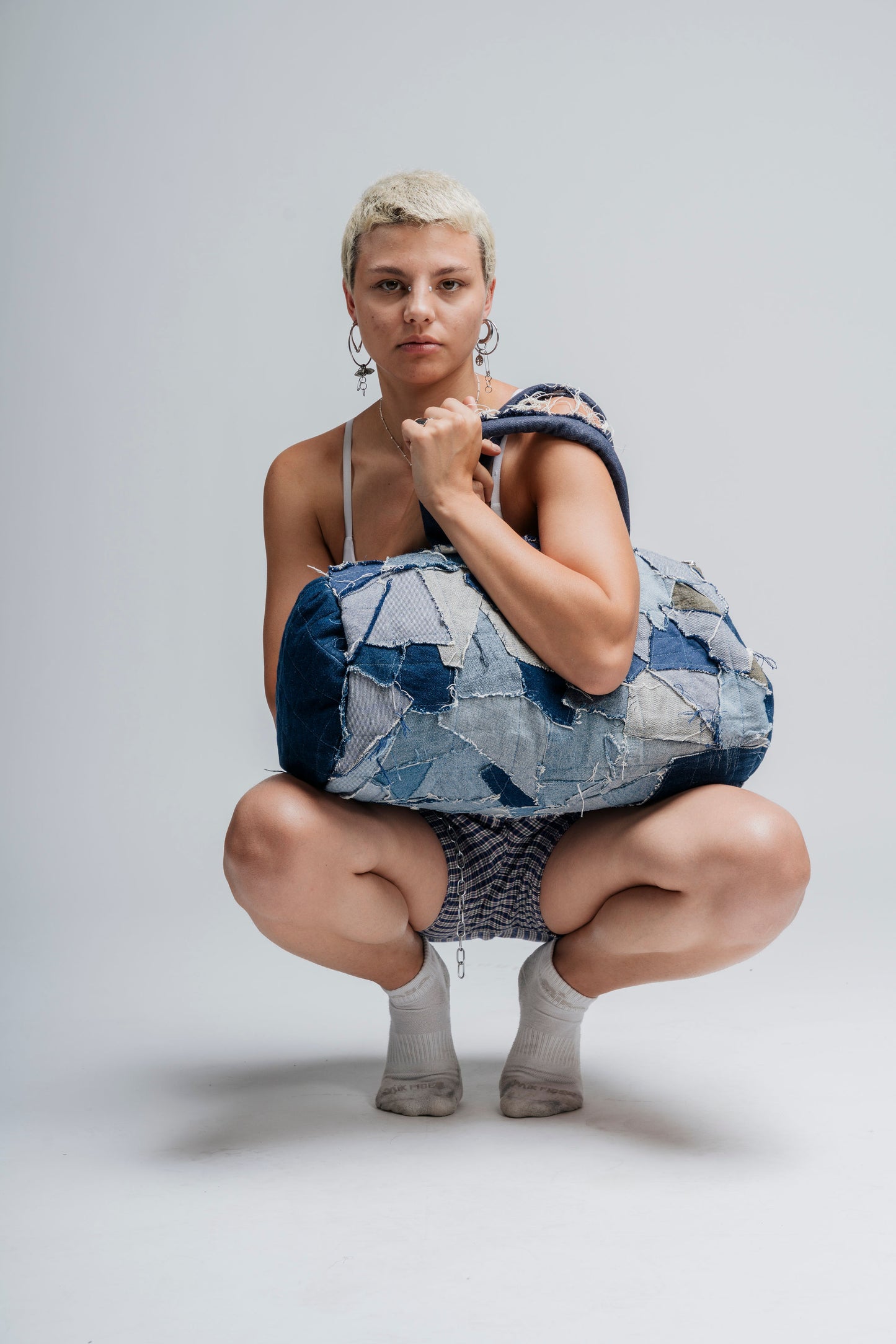 Patchwork denim Bag - Custom made by Noie Studio