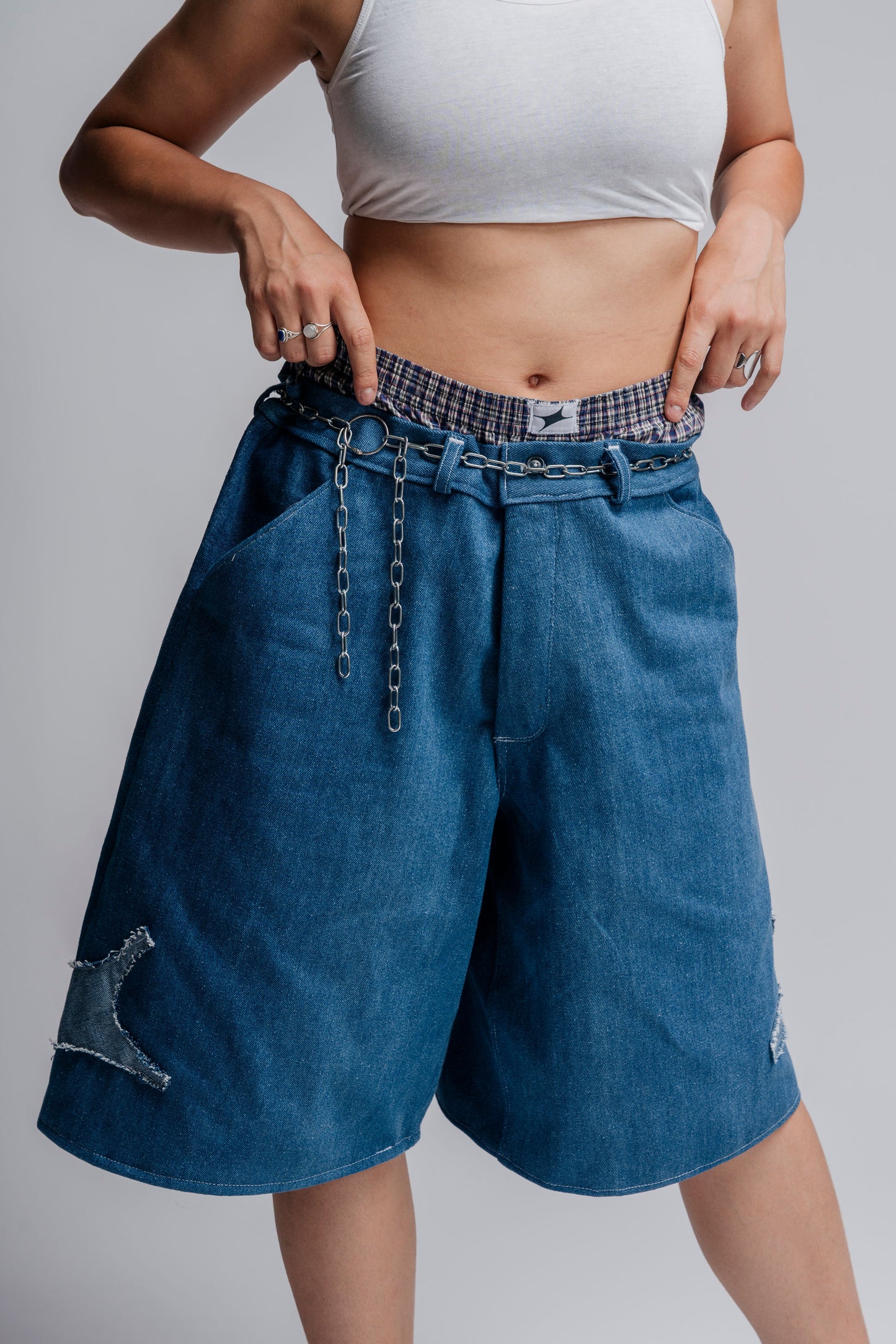Baggy short in Blue Denim Custom made by Noie Studio