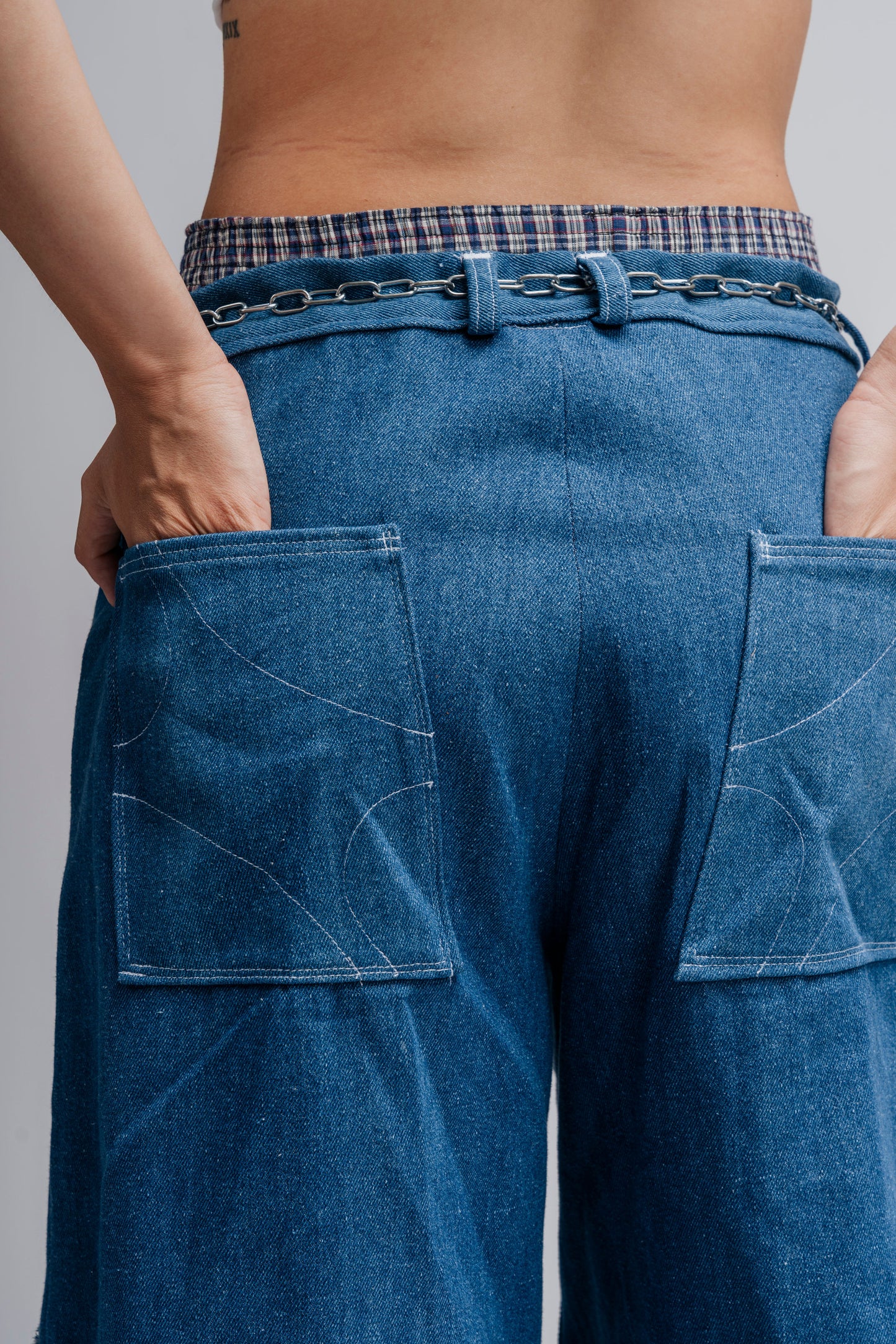 Baggy short in Blue Denim Custom made by Noie Studio