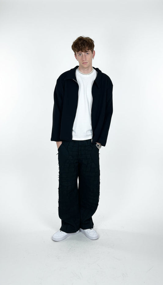 Handmade Painter Jacket - NUNZIA Black wool