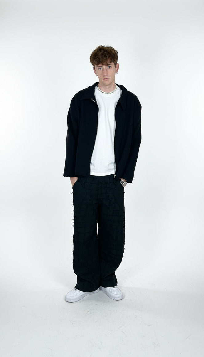 Handmade Painter Jacket - NUNZIA Black wool