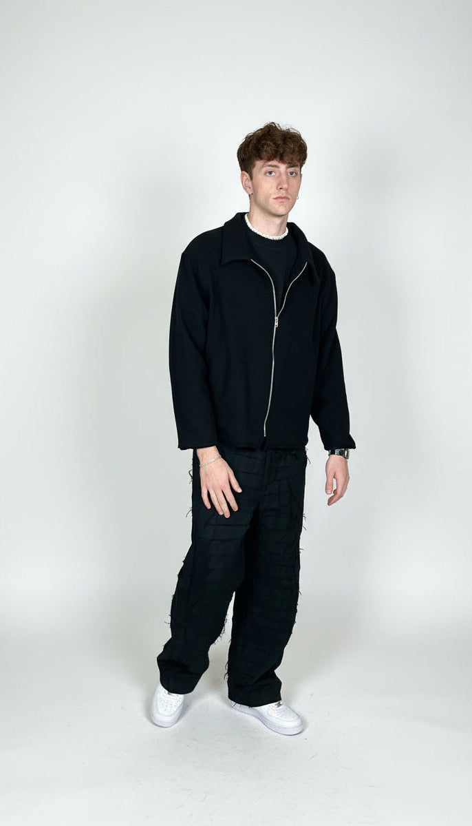 Handmade Painter Jacket - NUNZIA Black wool