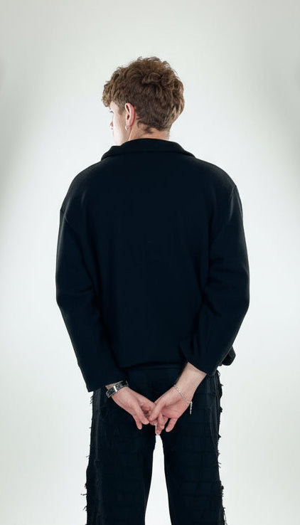 Handmade Painter Jacket - NUNZIA Black wool