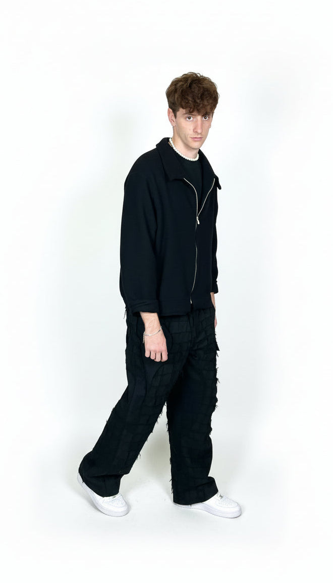 Handmade Painter Jacket - NUNZIA Black wool