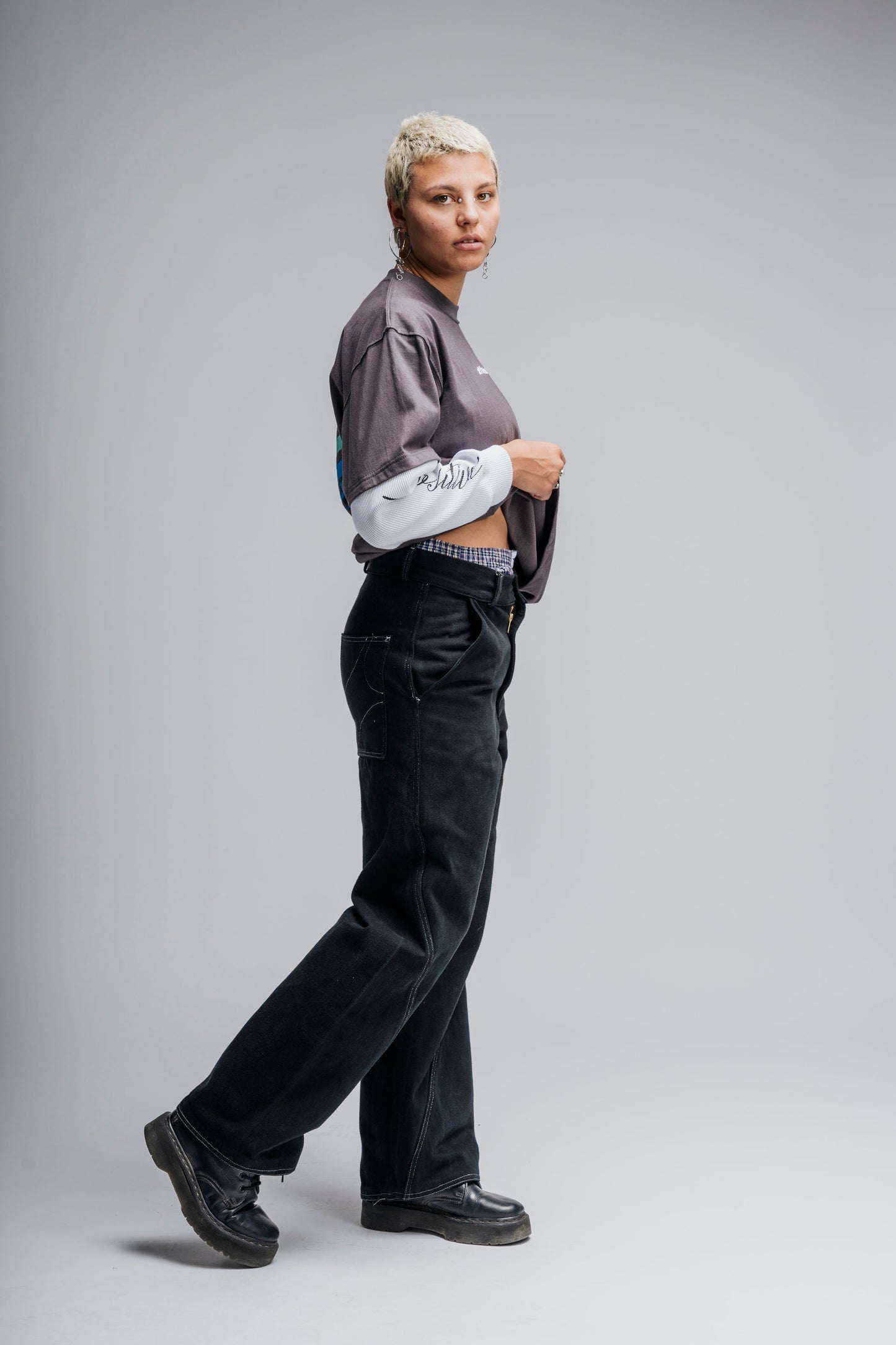 Twist Pants in Black Denim by The Noie Studio
