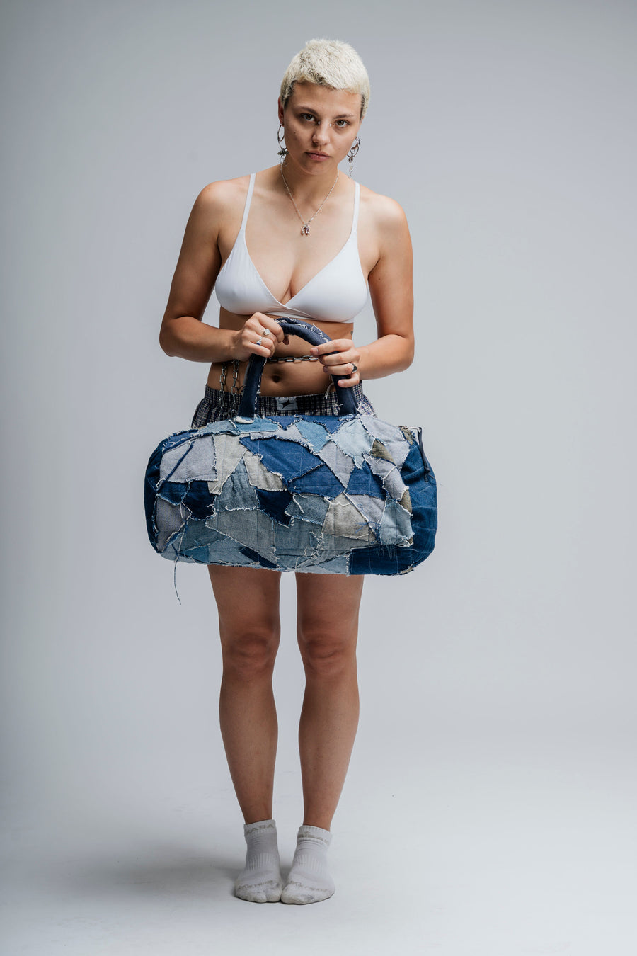 Patchwork denim Bag - Custom made by Noie Studio