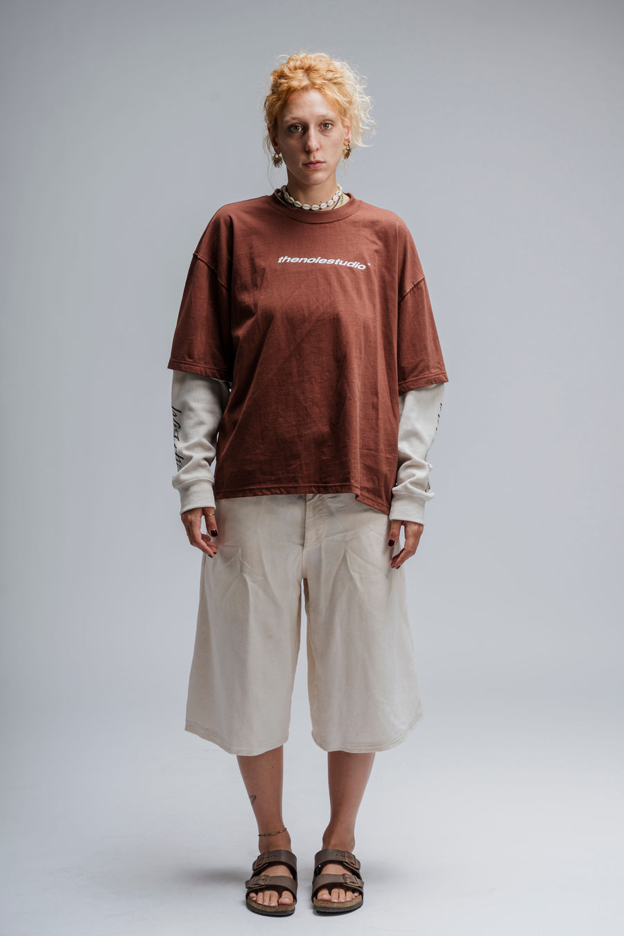 Double sleeves Tee Noie stars - Moka and Cream
