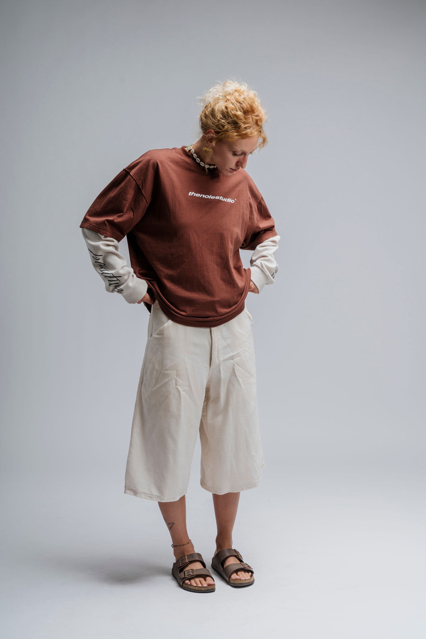 Double sleeves Tee Noie stars - Moka and Cream