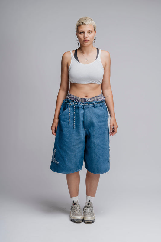 Baggy short in Blue Denim Custom made by Noie Studio